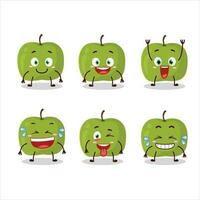 dibujos animados personaje de verde manzana con sonrisa expresión vector