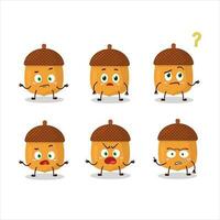 Cartoon character of walnuts with what expression vector