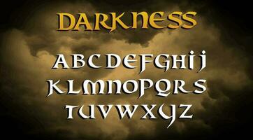 Gothic Alphabet in 90's style. Retro typography for horror or thriller movie logo. Vintage abc vector collection of letters. Capital font for fantasy and drama.