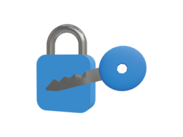 padlock and key 3d for icon or symbol png