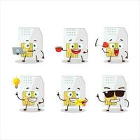 Sim card cartoon character with various types of business emoticons vector