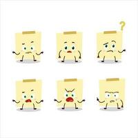 Cartoon character of pale yellow sticky notes with what expression vector