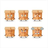 Office boxes cartoon character with various angry expressions vector