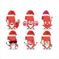 Papa Noel claus emoticones con flecha abajo dibujos animados personaje vector