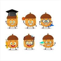 School student of walnuts cartoon character with various expressions vector