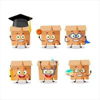 School student of office boxes cartoon character with various expressions vector