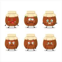 Brown honey jar cartoon character with nope expression vector