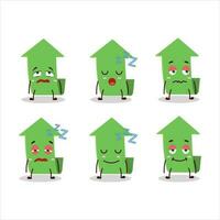 Cartoon character of arrow up with sleepy expression vector