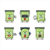 Money slot cartoon character are playing games with various cute emoticons vector