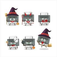 Halloween expression emoticons with cartoon character of printer vector