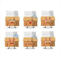 Cartoon character of office boxes with paper with sleepy expression vector