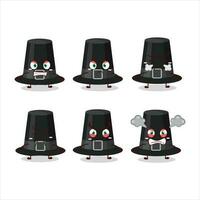 Black pilgrims hat cartoon character with various angry expressions vector