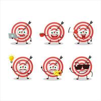 Target cartoon character with various types of business emoticons vector