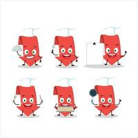 Cartoon character of arrow down with various chef emoticons vector