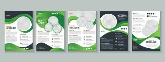 Flyer collection, flyer bundle, flyer set, brochure set, annual report, company profile, digital marketing layout, booklet brochure template design with mockup vector