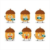 Photographer profession emoticon with walnuts cartoon character vector