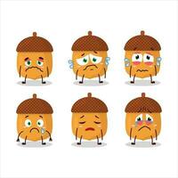 Walnuts cartoon in character with sad expression vector