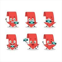 Photographer profession emoticon with arrow down cartoon character vector