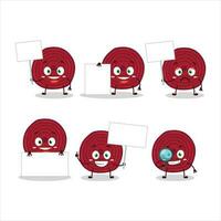 Slice of beet root cartoon character bring information board vector