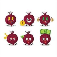 Beet root cartoon character with cute emoticon bring money vector