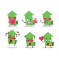 Arrow up cartoon character with love cute emoticon vector