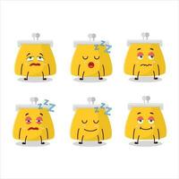 Cartoon character of coin purse with sleepy expression vector