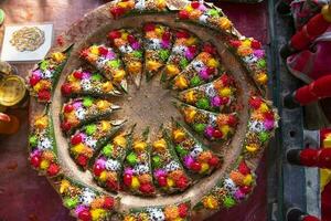 Decorated Bangladeshi Traditional garnish Colorful masala kasturi paan or betel leaf photo