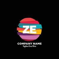 ZE initial logo With Colorful template vector. vector