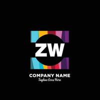 ZW initial logo With Colorful template vector. vector