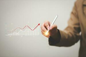 Data analytics report business strategy, management tools, Stock market indicator or forex trading graph and financial investment. photo