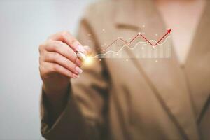 Data analytics report business strategy, management tools, Stock market indicator or forex trading graph and financial investment. photo