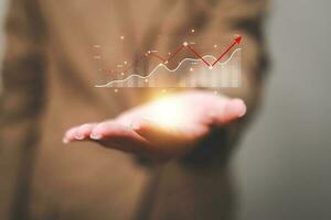 Data analytics report business strategy, management tools, Stock market indicator or forex trading graph and financial investment. photo