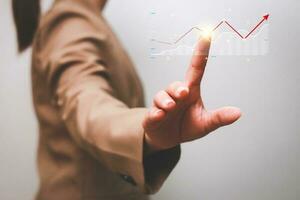 Data analytics report business strategy, management tools, Stock market indicator or forex trading graph and financial investment. photo