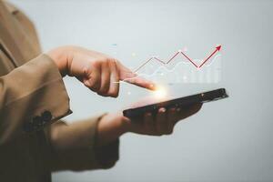 Data analytics report business strategy, management tools, Stock market indicator or forex trading graph and financial investment. photo
