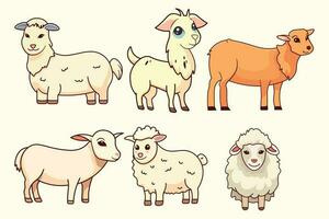 full body goat cartoon vector set