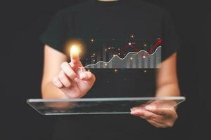 Data analytics report business strategy, management tools, Stock market indicator or forex trading graph and financial investment. photo