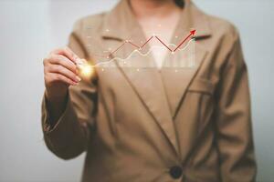 Data analytics report business strategy, management tools, Stock market indicator or forex trading graph and financial investment. photo