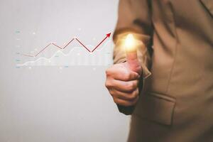 Data analytics report business strategy, management tools, Stock market indicator or forex trading graph and financial investment. photo