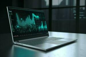 Laptop analytical data chart. Generate Ai photo