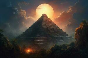 Sun ancient pyramid. Generate Ai photo