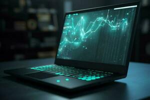 Laptop analytical data. Generate Ai photo