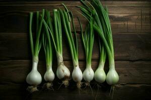 Fresh green onions. Generate Ai photo