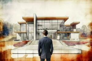 Architect house plan business work. Generate AI photo