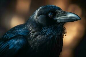 Raven closeup cute. Generate Ai photo