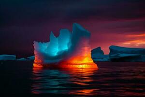 Iceberg neon colors. Generate Ai photo