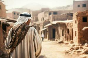 Old arab village ancient desert. Generate Ai photo