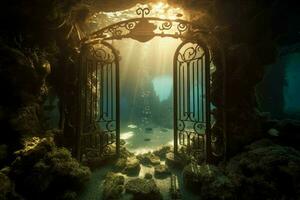 Underwater gates. Generate Ai photo