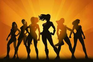 Female team silhouette. Generate Ai photo