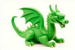 Green wooden dragon. Generate Ai photo