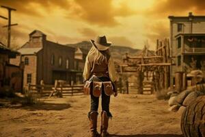 Cowboy saloon wild west. Generate Ai photo